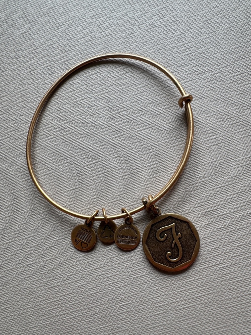 Alex and Ani Gold Initial F Charm Bangle Bracelet